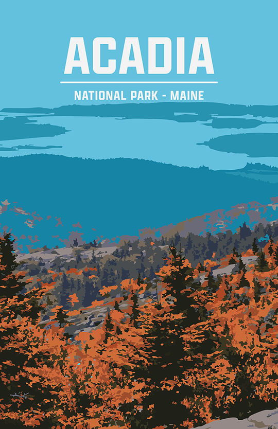 Acadia National Park Print | Vintage Style