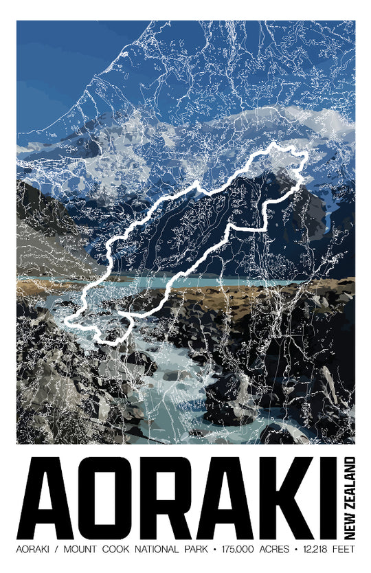 Aoraki / Mount Cook National Park – Perimeter Map Print