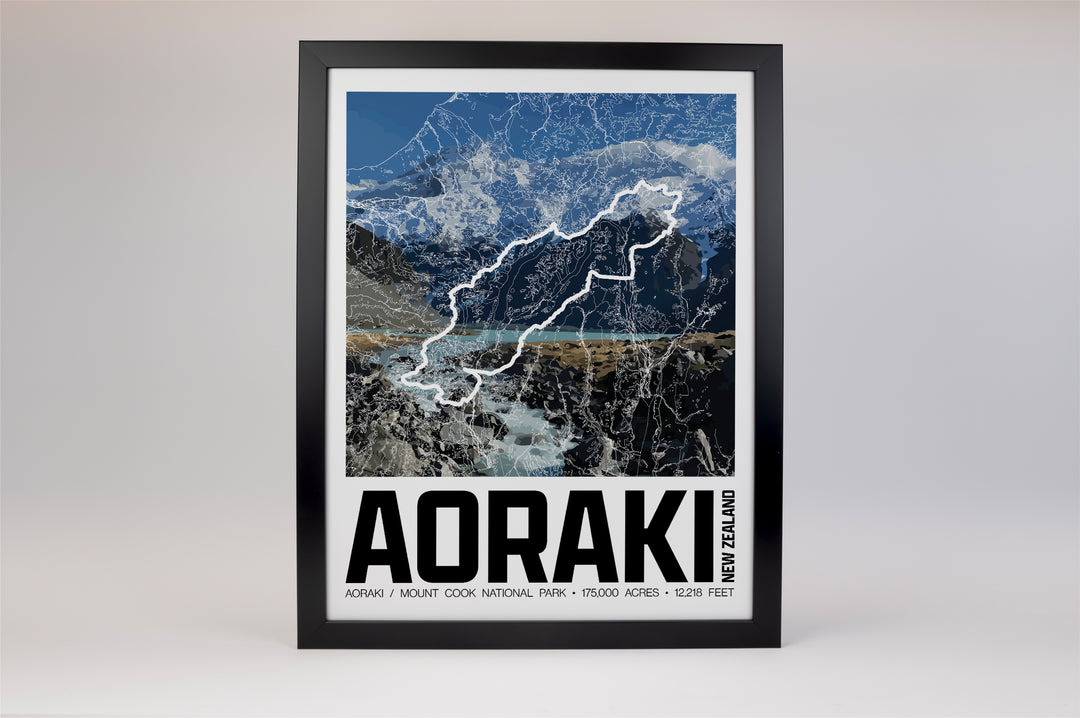 Aoraki / Mount Cook National Park – Perimeter Map Print