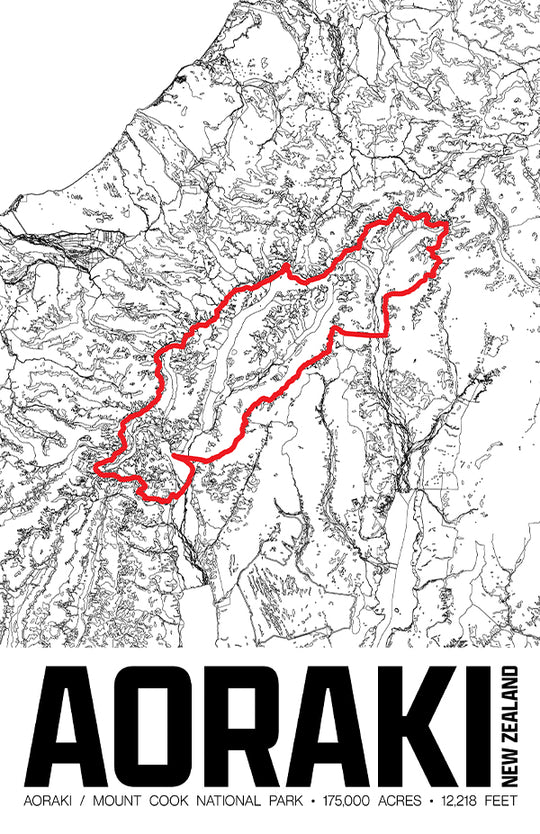 Aoraki / Mount Cook National Park – Perimeter Map Print