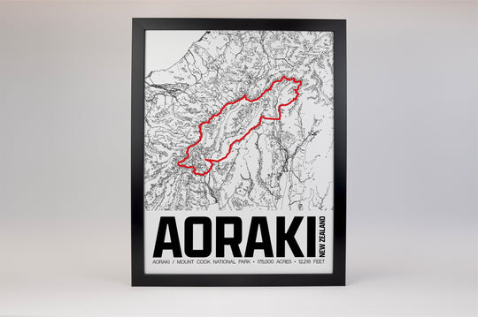 Aoraki / Mount Cook National Park – Perimeter Map Print