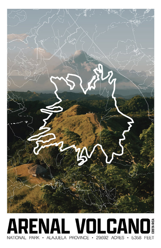 Arenal Volcano National Park – Perimeter Map Print