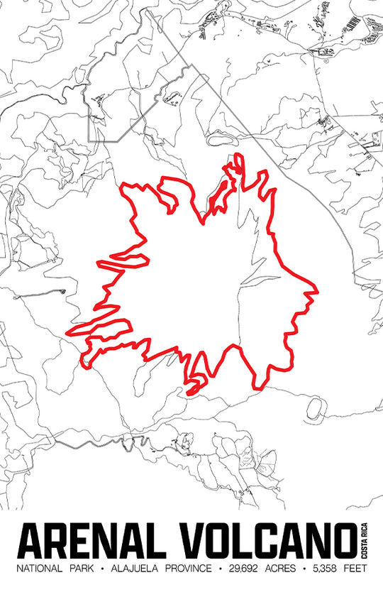 Arenal Volcano National Park – Perimeter Map Print