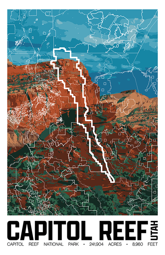 Capitol Reef National Park – Perimeter Map Print