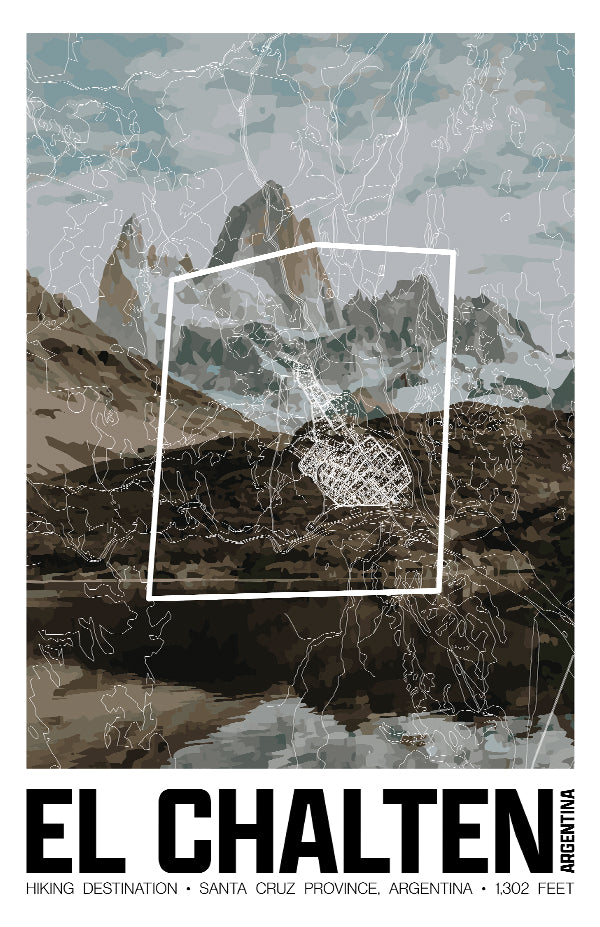 El Chalten – Perimeter Map Print