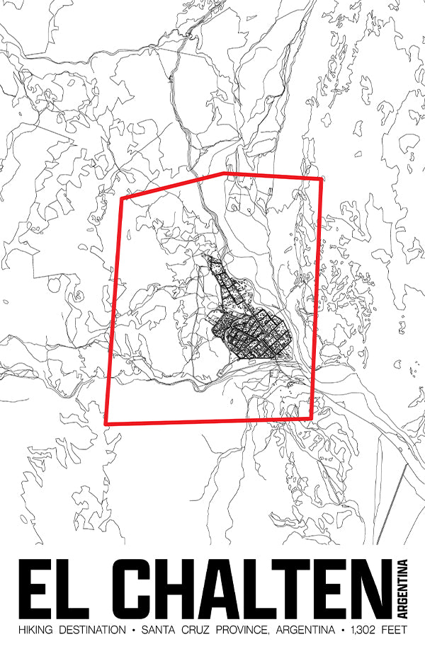 El Chalten – Perimeter Map Print