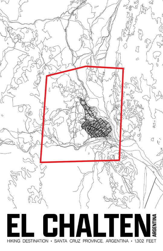 El Chalten – Perimeter Map Print