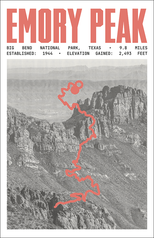 Emory Peak Trail Poster | Big Bend National Park Prints