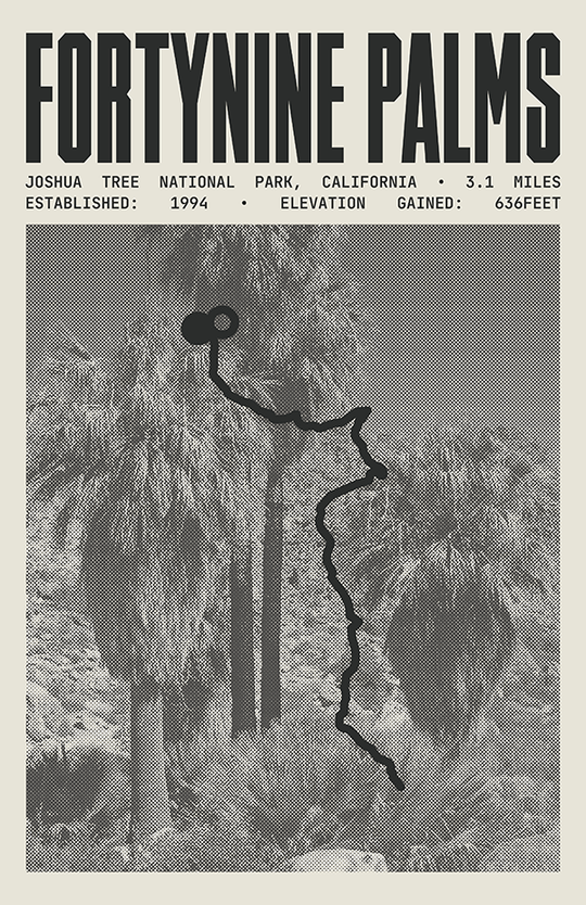 Fortynine Palms Oasis Trail Poster | Joshua Tree National Park Prints