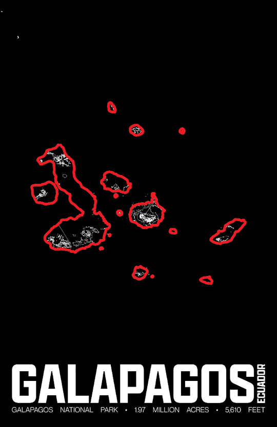 Galapagos National Park – Perimeter Map Print