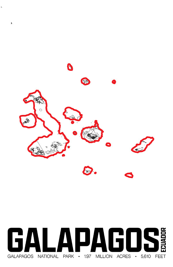 Galapagos National Park – Perimeter Map Print