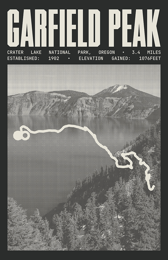 Garfield Peak Trail Poster | Crater Lake National Park Prints
