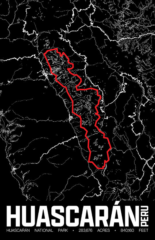 Huascarán National Park – Perimeter Map Print