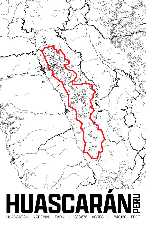 Huascarán National Park – Perimeter Map Print