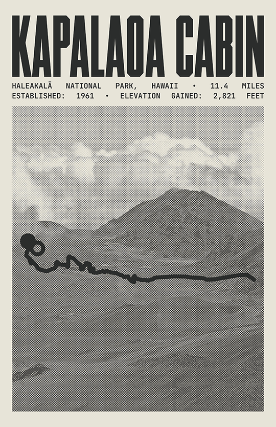 Kapalaoa Cabin via Sliding Sands Trail Poster | Haleakalā National Park Prints