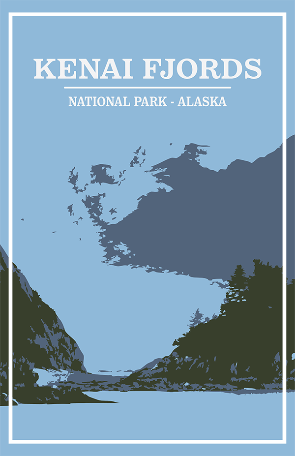 Kenai Fjords National Park Print | Vintage Style