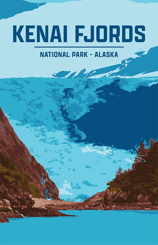 Kenai Fjords National Park Print | Vintage Style