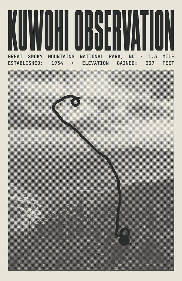 Kuwohi Observation Tower Trail Poster | Great Smoky Mountains National Park Prints