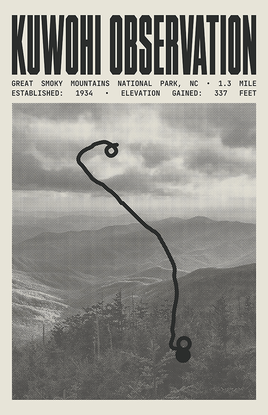Kuwohi Observation Tower Trail Poster | Great Smoky Mountains National Park Prints