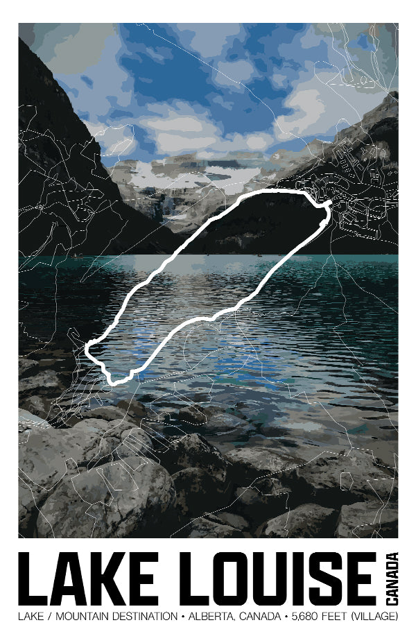 Lake Louise – Perimeter Map Print