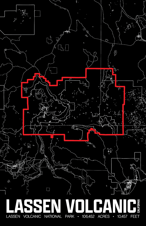 Lassen Volcanic National Park – Perimeter Map Print