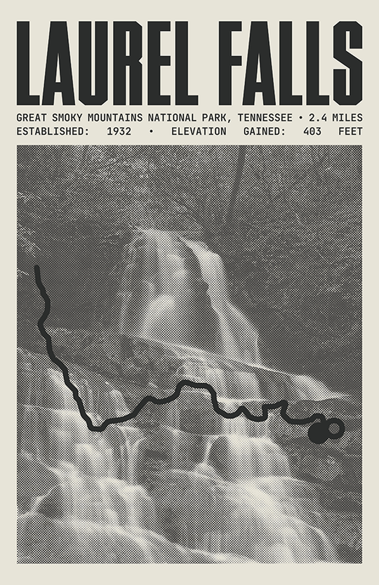 Laurel Falls Trail Poster | Great Smoky Mountains National Park Prints
