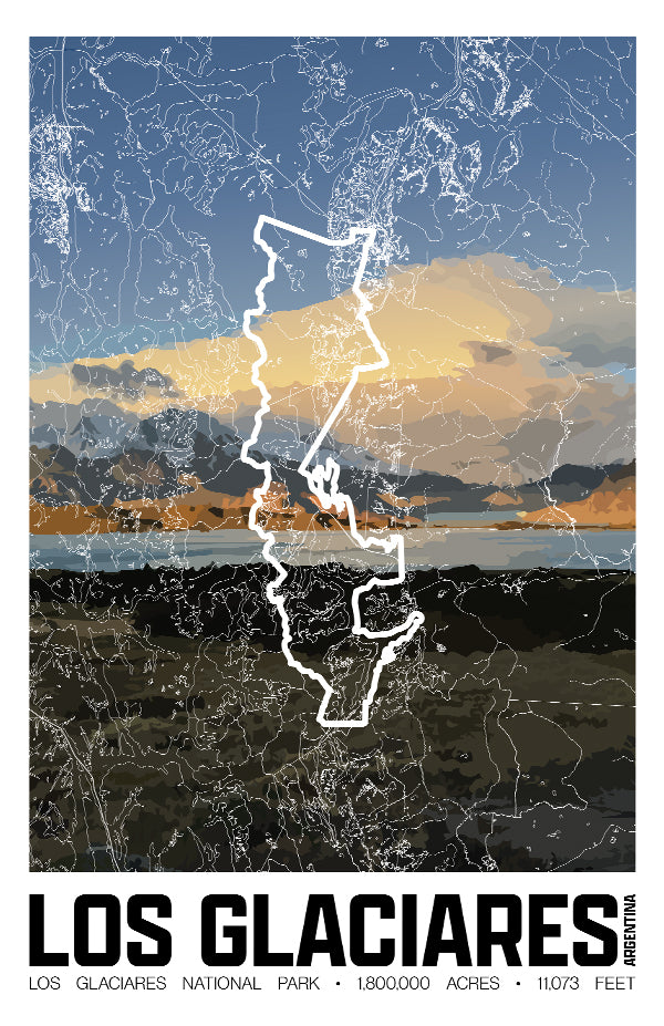 Los Glaciares National Park – Perimeter Map Print