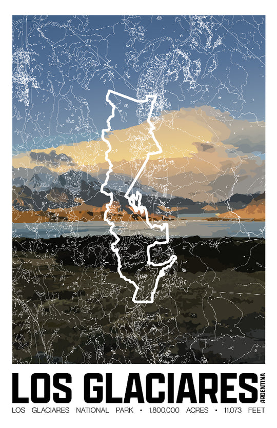Los Glaciares National Park – Perimeter Map Print