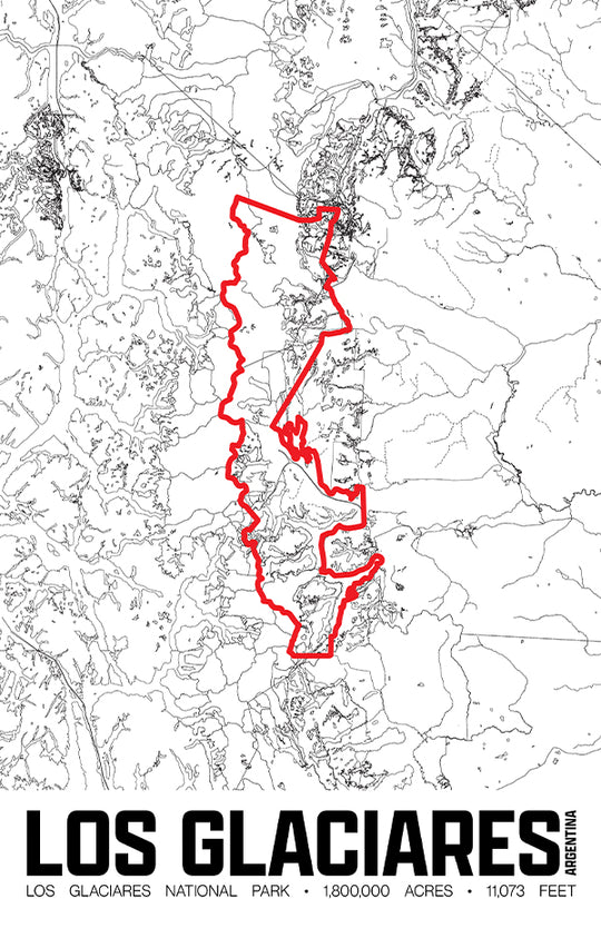 Los Glaciares National Park – Perimeter Map Print