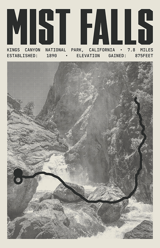 Mist Falls Poster | Kings Canyon National Park Prints
