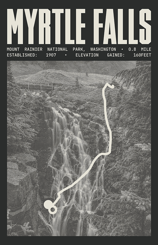 Myrtle Falls Viewpoint Poster | Mount Rainier National Park Prints