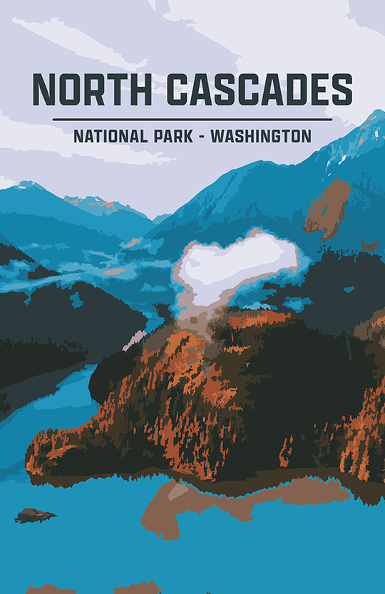 North Cascades National Park Print | Vintage Style