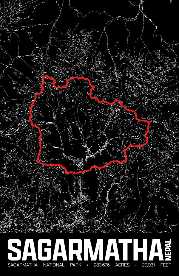 Sagarmatha National Park – Perimeter Map Print