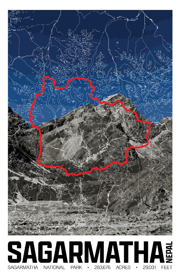 Sagarmatha National Park – Perimeter Map Print