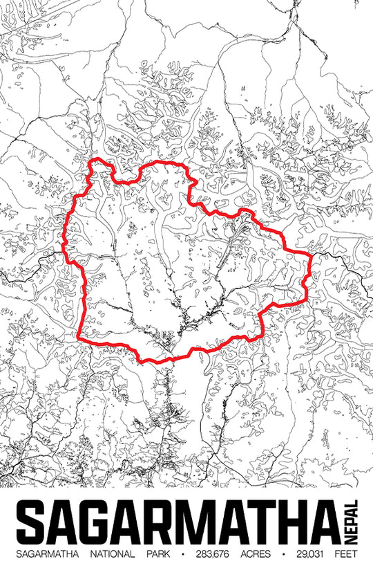 Sagarmatha National Park – Perimeter Map Print