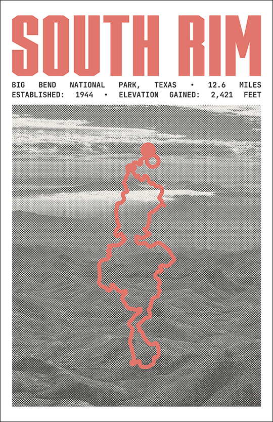 South Rim Trail Loop Poster | Big Bend National Park Prints