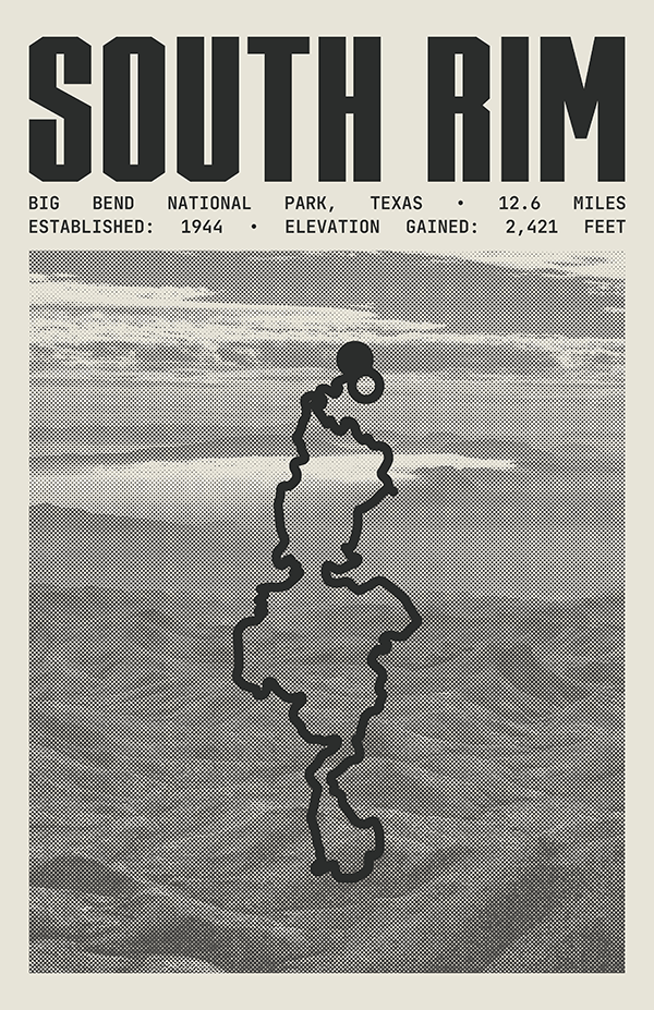 South Rim Trail Loop Poster | Big Bend National Park Prints