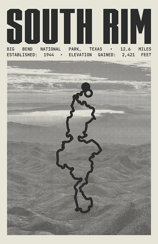 South Rim Trail Loop Poster | Big Bend National Park Prints
