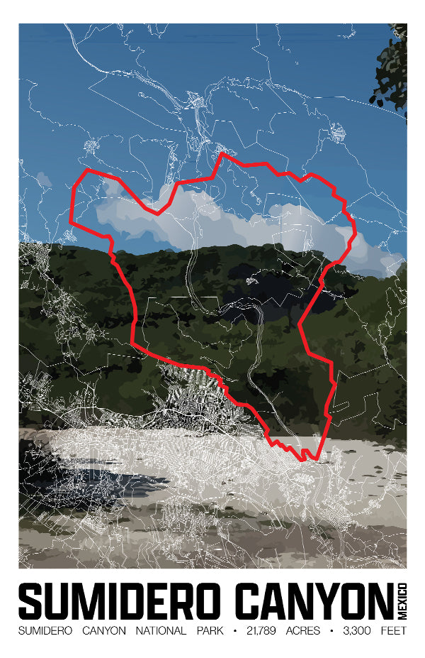 Sumidero Canyon National Park – Perimeter Map Print