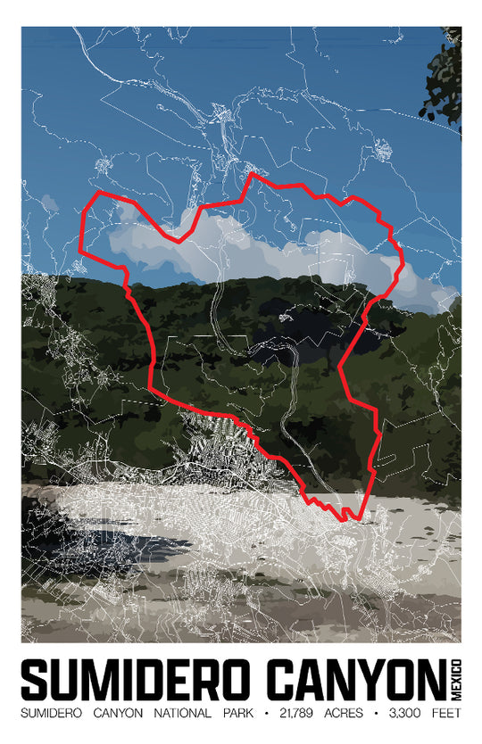 Sumidero Canyon National Park – Perimeter Map Print
