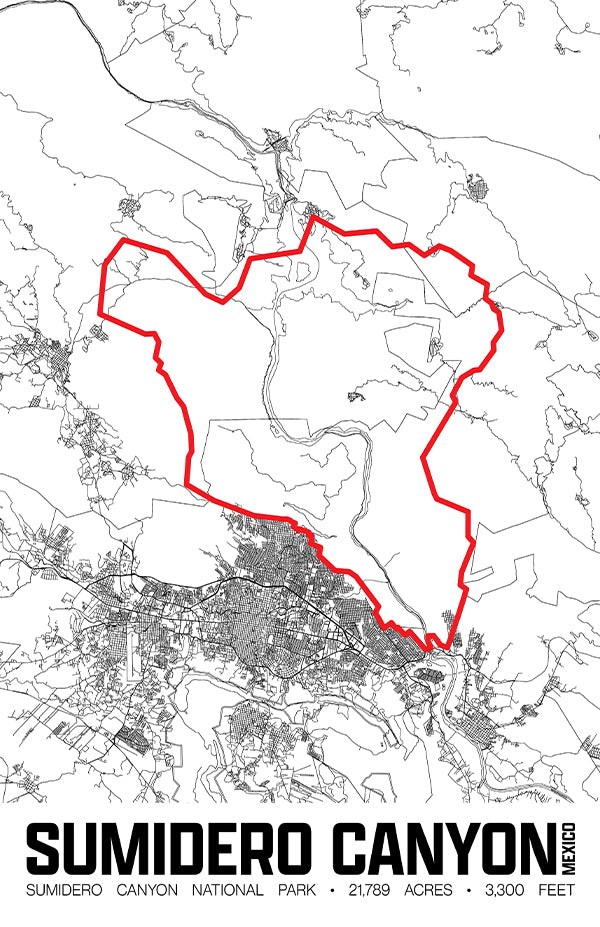 Sumidero Canyon National Park – Perimeter Map Print