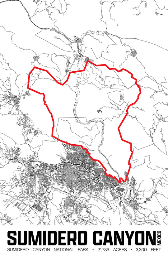 Sumidero Canyon National Park – Perimeter Map Print