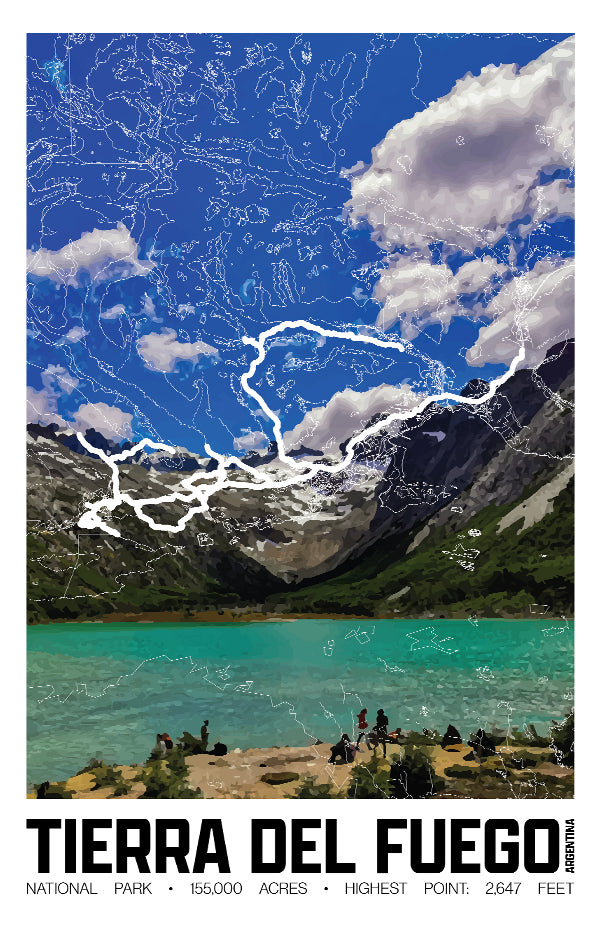 Tierra del Fuego National Park – Perimeter Map Print