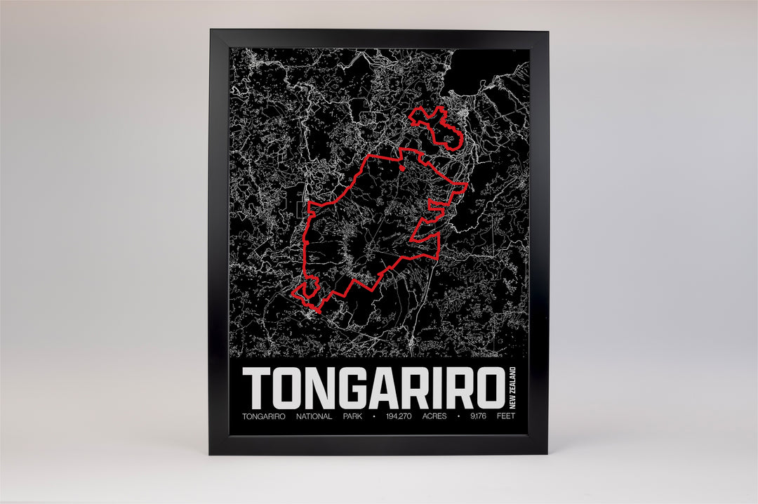 Tongariro National Park – Perimeter Map Print