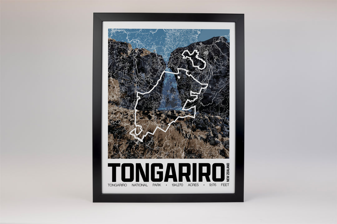 Tongariro National Park – Perimeter Map Print