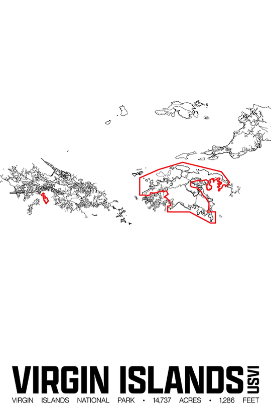 Virgin Islands National Park – Perimeter Map Print