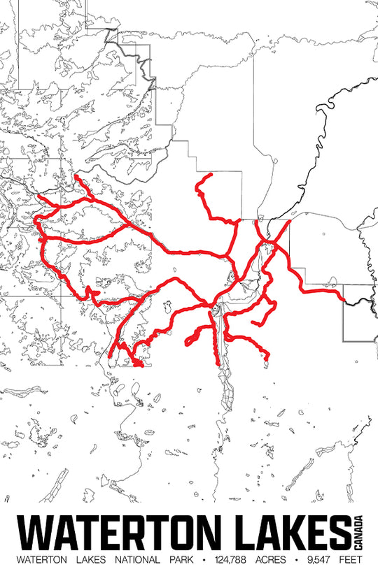 Waterton Lakes National Park – Perimeter Map Print
