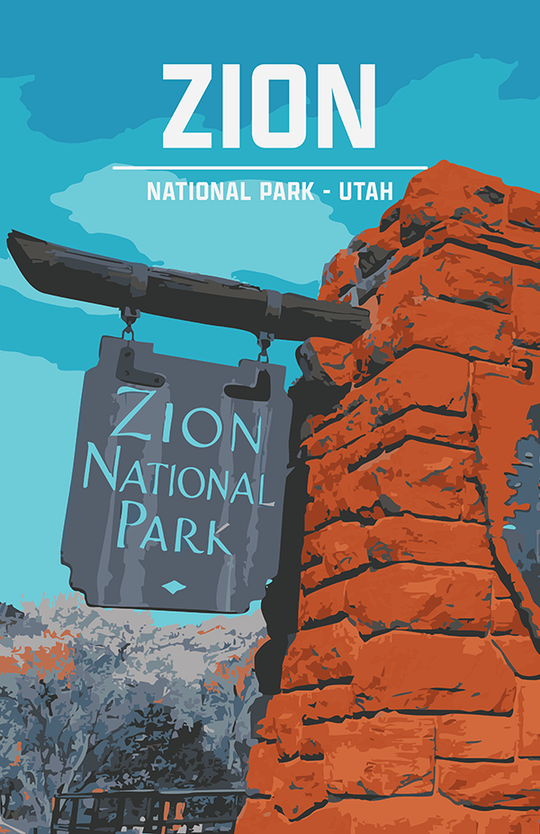 Zion National Park Print | Vintage Style