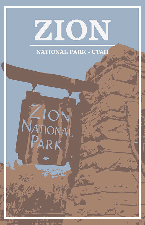 Zion National Park Print | Vintage Style